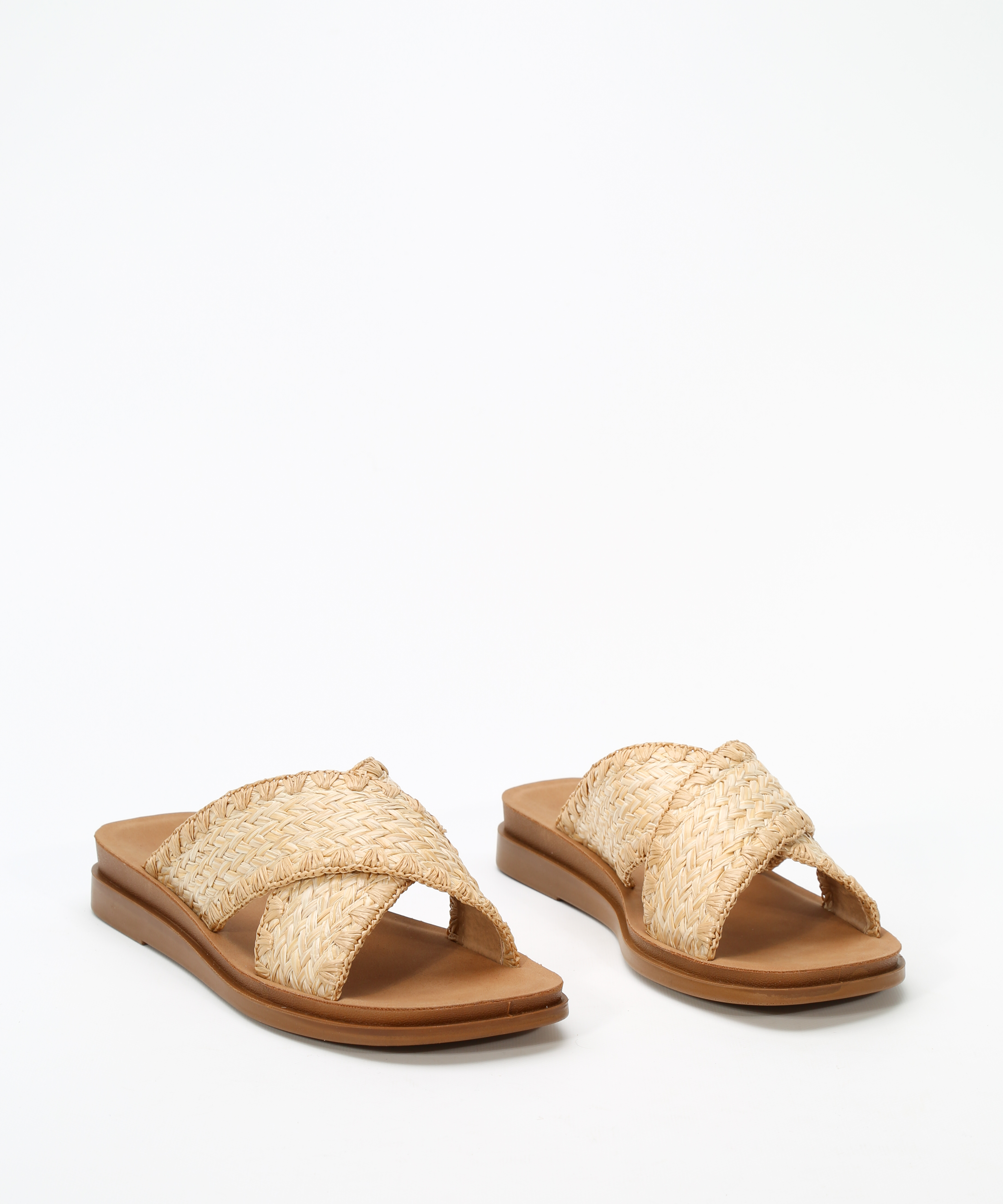 Sandalias planas tiras cruzadas rafia image number null